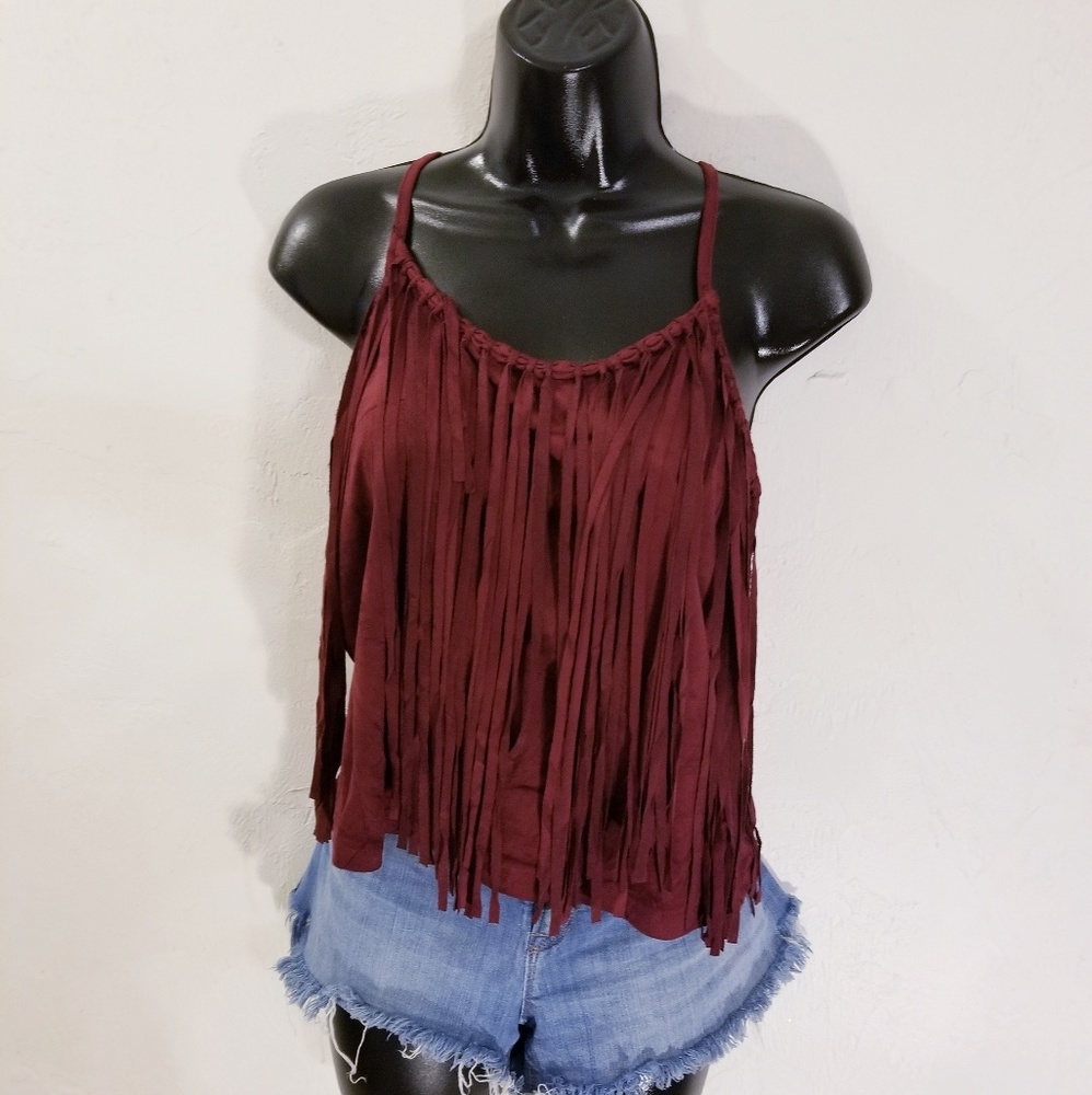Fringe Spaghetti Strap Top